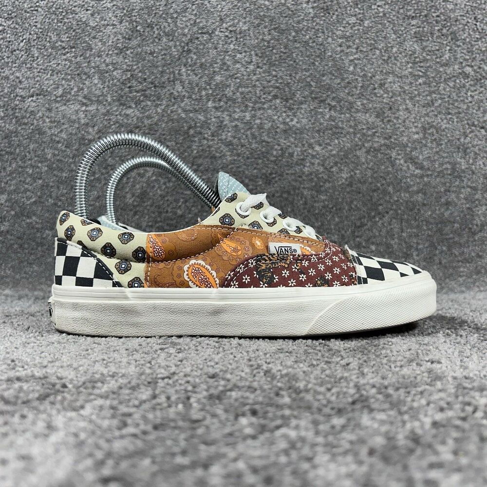 VANS Off The Wall Era Womens Size 7 Tiger Patchwork Athletic Skate Shoes Used